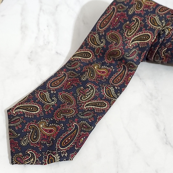 Vintage Hanover St. Paisley Print 100% Silk Tie - Picture 7 of 11
